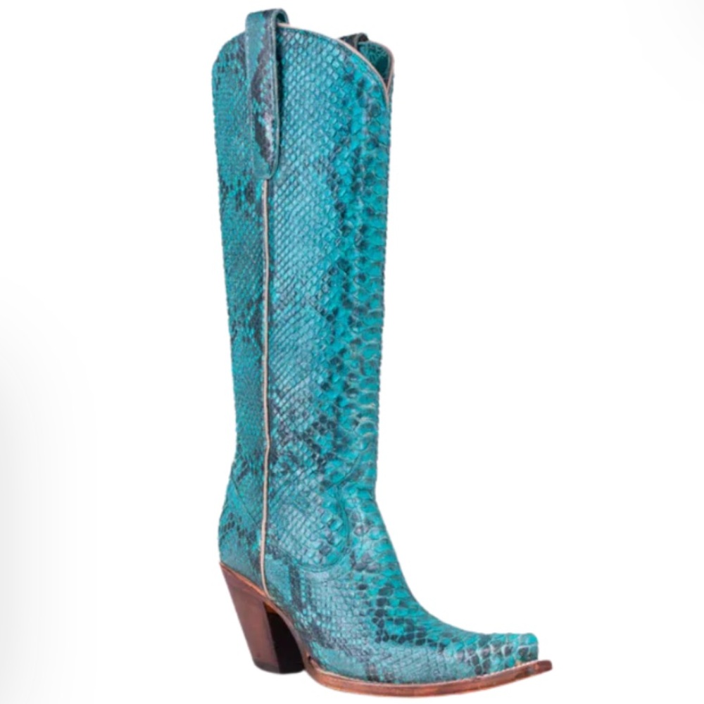 Corral Turquoise Snakeskin Western Heel Boots